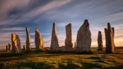 Callanish-Steine im Licht des Sonnenuntergangs, Lewis, Schottland