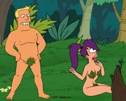 Ihr Einsatz ist gründlich schiefgegangen und Leela (r.) stürzt mit Zapp Brannigan (l.) auf die Erde, wo er sie glauben lassen will, dass sie die letzten beiden Menschen auf der Erde sind ...