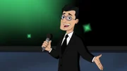 PHINEAS AND FERB - "Klimpaloon Ultimatum" - Love HŠndel's song "The Ballad of Klimpaloon" is nominated for "Best Fact-Based Song" at the Tristies, the tri-state area's music award show sponsored by Random Swimwear.  But when the existence of the magical, human-like bathing suit Klimpaloon is questioned, Phineas, Ferb and the gang must travel to the Himalayas to prove his existence and validate Love HŠndel's nomination.  Guest starring is Jon Stewart as Mr. Random, President of Random Swimwear. This episode of "Phineas and Ferb" premieres MONDAY, JULY 7 (10:30-11:00 a.m.) on Disney XD. (DISNEY XD) MR. RANDOM