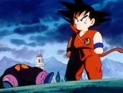 Son-Goku greift in den Kampf zwischen Tenshinhan und Trommel ein...