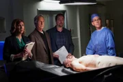 (v.l.n.r.) Olivia Kahn (Jessica Gardner); Leroy Jethro Gibbs (Mark Harmon); Timothy McGee  (Sean Murray); Jimmy Palmer (Brian Dietzen)