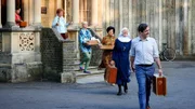 L-R: Nancy Corrigan (Megan Cusack), Phyllis Crane (Linda Bassett), Trixie Franklin (Helen George), Lucille Robinson (Leonie Elliott), Sister Julienne (Jenny Agutter), Patrick Turner (Stephen McGann)