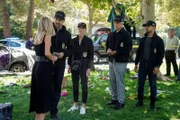Pictured L-R:Sheba Nicholas (Tara Holt), Timothy McGee (Sean Murray), Ellie Bishop (Emily Wickersham), Leroy Jethro Gibbs (Mark Harmon), Nick Torres (Wilmer Valderrama).