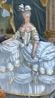 Gemälde von Marie Antoinette in einem blauen Kleid.