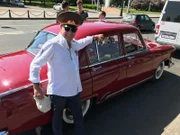 Oldtimertour mit Kapitän Hansen durch Sankt Petersburg, Russland.