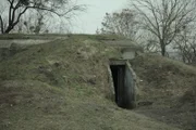 Pillbox structure - Stalin Line - set in the side of a hill.