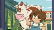 Der Nachbarsjunge Quentin bringt seine Kuh Paula zur Untersuchung bei Hector vorbei.