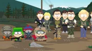 Kenny (l.), Kyle (2.v.l.), Stan (3.v.l.), Eric (4.v.l.), Trevor (3.v.r.)