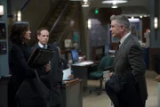 LAW & ORDER: SPECIAL VICTIMS UNIT -- "Criminal Stories" Episode 1518 -- Pictured: Mariska Hargitay als Sgt. Olivia Benson, Josh Pais als Deputy Commissioner Hank Abraham, Alec Baldwin als Jimmy MacArthur.