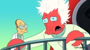 Voller Trauer erinnert sich Professor Hubert (l.) an seine erste Crew. Nur Zoidberg (r.) weiß, was mit ihr geschehen ist ...