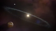 Der Asteroidengürtel liegt zwischen den Umlaufbahnen von Mars und Jupiter. Er besteht aus Gesteinsklumpen, die viel kleiner sind als Planeten.
