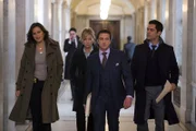 LAW & ORDER: SPECIAL VICTIMS UNIT -- "Criminal Stories" Episode 1518 -- Pictured: (l-r) Mariska Hargitay als Sgt. Olivia Benson, Kelli Giddish als Det. Amanda Rollins, Raul Esparza als ADA Rafael Barba, Danny Pino als Det. Nick Amaro.