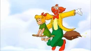 Bibi hat Papa Blocksberg in einen Clown verhext, der für jeden Spaß zu haben ist.