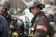 -- "The Sky Is Falling" Episode 413 -- Pictured: (l-r) Eamonn Walker as Chief Wallace Boden, Taylor Kinney as Kelly Severide
