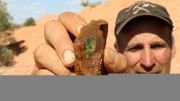 Joe Taranto with opal find Opalton QLD