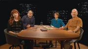 Sternstunde Philosophie Wie kommen wir zur Ruhe? V.l.n.r.: Autorin Nina Kunz, die Moderatoren Wolfram Eilenberger und Barbara Bleisch und Zen-Lehrer Marcel Steiner                       Copyright: SRF
