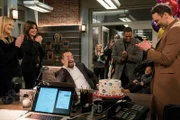 LAW & ORDER: SPECIAL VICTIMS UNIT -- "Send in the Clowns" Episode 1917 --  Pictured: (l-r) Kelli Giddish as Detective Amanda Rollins, Mariska Hargitay as Lieutenant Olivia Benson, Ice T as Odafin "Fin" Tutuola, Ernest Wadell as Ken Randall, Miguel Govea as Alejandro Pavel --