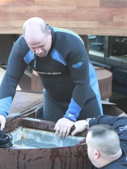 Brett getting into the tank.