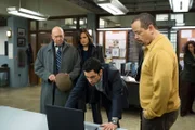 LAW & ORDER: SPECIAL VICTIMS UNIT -- "Amaro's One-Eighty" Episode 1511 -- Pictured: (l-r) Dann Florek as Captain Donald Cragen, Mariska Hargitay as Detective Olivia Benson, Danny Pino as Detective Nick Amaro, Ice-T as Detective Odafin 'Fin' Tutuola.