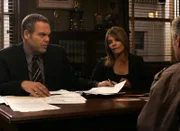LAW & ORDER: CRIMINAL INTENT -- NBC Series -- "Acts of Contrition" -- Pictured: (l-r) Vincent D'Onofrio as Det. Robert Goren, Kathryn Erbe as Det. Alexandra Eames.