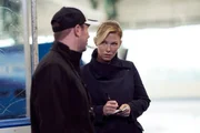 LAW & ORDER: SPECIAL VICTIMS UNIT --  "Great Expectations" Episode 1808 -- Pictured: (l-r) Brad Fraizer as Coach Gordon Sheen, Kelli Giddish as Detective Amanda Rollins -- (Photo by: Peter Kramer/NBC)