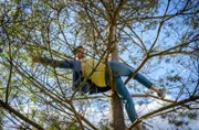 Henry (Elias Reichert) droht, vom Baum zu stürzen.