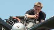 Kevin Lacey works on plane.