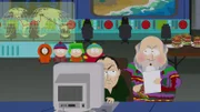 Hinter, l-r: Kenny, Stan, Kyle, Eric. Vorne: Rob Reiner (r.)