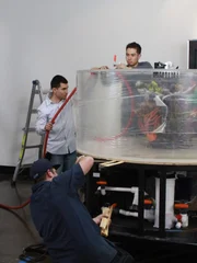 Tank being installed.