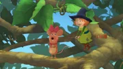 Hilda ist sehr verärgert, dass sie in einer Mausefalle sitzen musste.