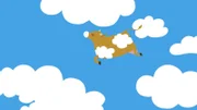 Im Traum hüpft die Kuh in den Wolken herum.
