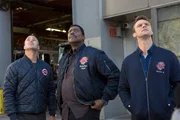 -- "That Day" Episode 506 -- Pictured: (l-r) Taylor Kinney as Kelly Severide, Eamonn Walker as Wallace Boden, Jesse Spencer as Matthew Casey --