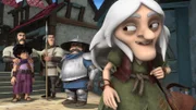 Little John wurde vom Sheriff festgenommen. Die Frau verspricht dem Sheriff noch mehr Glück, wenn er ihr die mit Glück gefüllten Fläschchen abkauft.