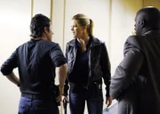 Werden sich Don (Rob Morrow, l.), Janet Galvin (Missi Pyle, M.) und David (Alimi Ballard, r.) einig?