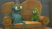 Rösti und Drache Koks kommen ins Fernsehen.