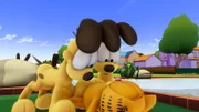 Garfield scheint in einer Art Albtraum gefangen zu sein.