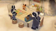 Rosie und die Brüder wollen eine ganze Nacht alleine im Bau bleiben und spielen.