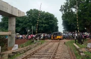 Bahnübergang bei Devakottai.