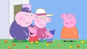 Peppa und George sind heute zu Besuch bei Oma und Opa Wutz und George soll besonders gut auf seine neue Bommelmütze aufpassen.