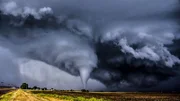A perfectly centered tornado during a Kansas tornado outbreak