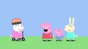 v.li.: Suzy Sheep, Peppa Pig, George Pig, Rebecca Rabbit