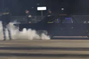 Dominator does a burn out before his race with The Reaper.