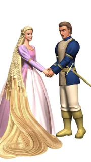 Rapunzel mit Prinz Stefan, in den sie sich unsterblich verliebt.
