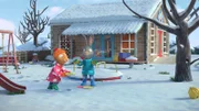 Pip und Posy kreieren fantastische Fußspuren mit Tischtennisschlägern.