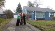 From left to right: Lisa Hetzel, host David Bromstad, and Susan Hopson pose for a picture outside of House 2, Meadowbrook Bliss, as seen on my lottery dream home, season 15.