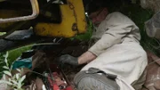 FAIRBANKS, ALASKA- Jim is forced to work lying down.