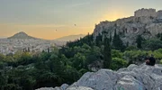 Akropolis im Sonnenuntergang.