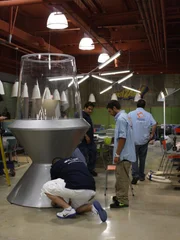 The ATM crew installing the Lava Lamp tank.