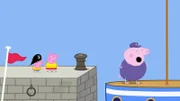 Schorsch und Peppa freuen sich, denn heute dürfen sie Opa Wutz beim Segeln auf seinem eigenen Segelboot begleiten.