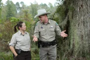 Warden Hall interacting with Parks Biologist Laurie Gonzalez.